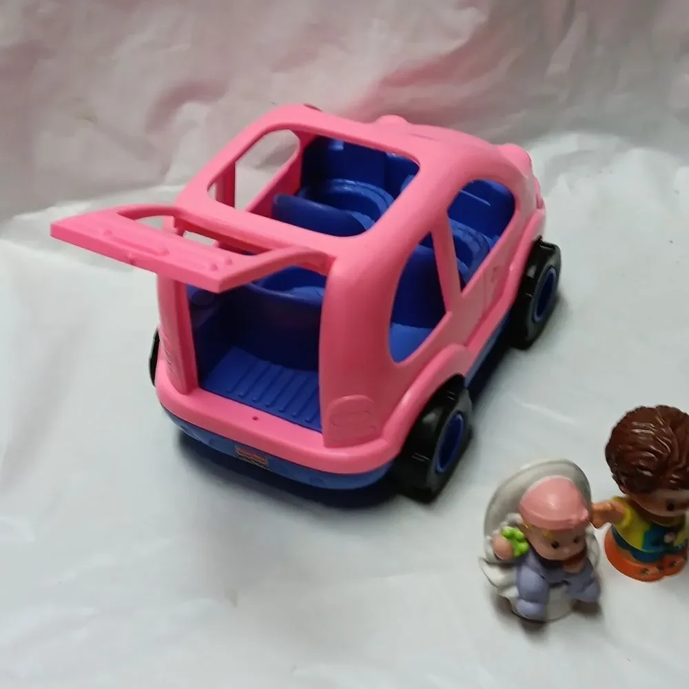 Fisher Price-Little People Pink and Blue Toy Car with Figures